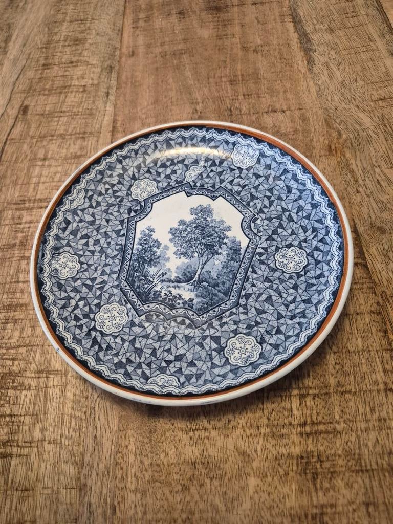 Wandbord Delfts Blauw met landschap in prima staat, Ophalen