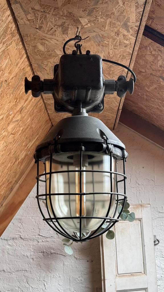 Industriele XXL kooilamp bully Polam, Huis en Inrichting, Lampen | Hanglampen, Gebruikt, 50 tot 75 cm, Metaal, Ophalen of Verzenden