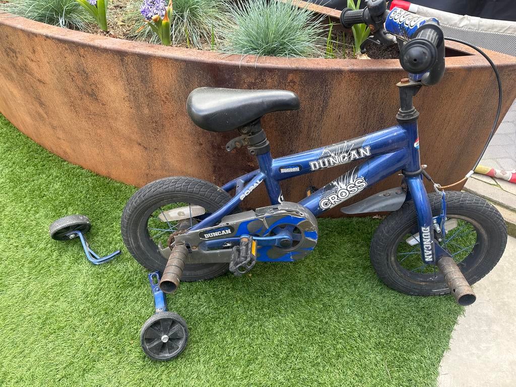 Blauw 12 inch kinderfietsje Duncan Cross, Ophalen, Gebruikt, Minder dan 16 inch, Zijwieltjes