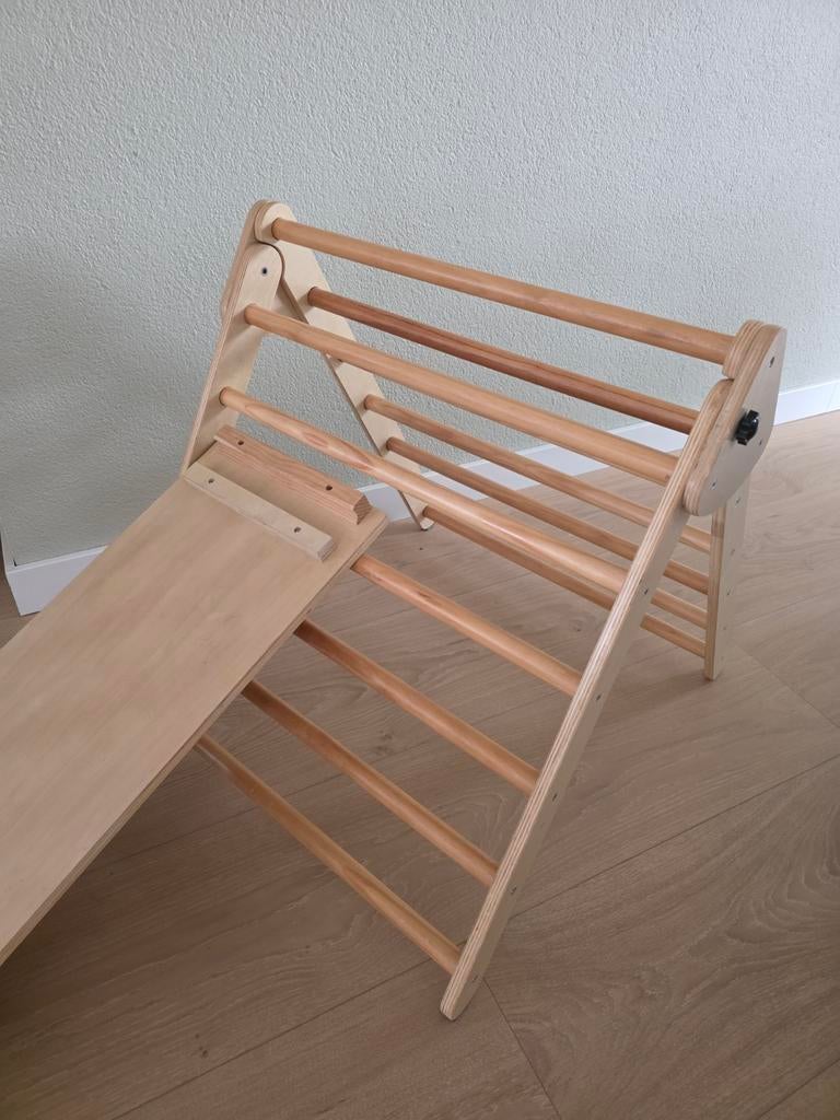 Houten Klimrek met Glijbaan - Montessori Speelgoed, Ophalen, Zo goed als nieuw, Klimwand