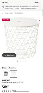 IKEA Kvistbro opbergtafel wit - zo goed als nieuw, Ophalen, Minder dan 45 cm, Metaal of Aluminium, Rond