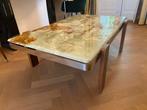 Grote Salontafel met Onyx Marmeren Blad vintage marmer retro, Ophalen, Overige materialen, Gebruikt, 100 tot 150 cm