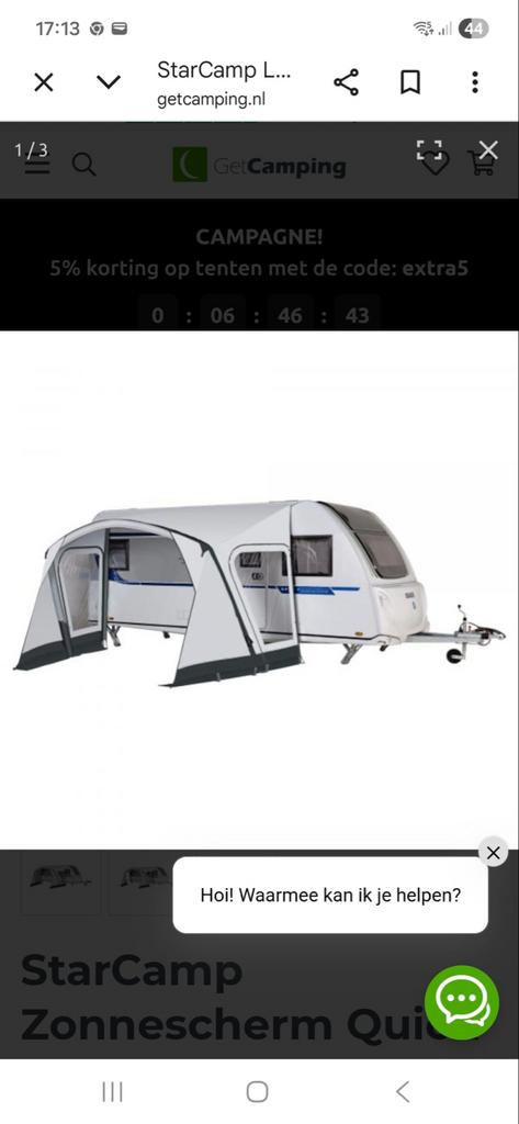 Opblaasbare caravanluifel - 325cm breed, zo goed als nieuw, Caravans en Kamperen, Ophalen, Zo goed als nieuw, Polyester, Overige merken