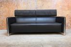 ZGANieuw zwarte leren Leolux Goncharov design bank, Leolux, Leolux, Tweepersoons, 75 tot 100 cm