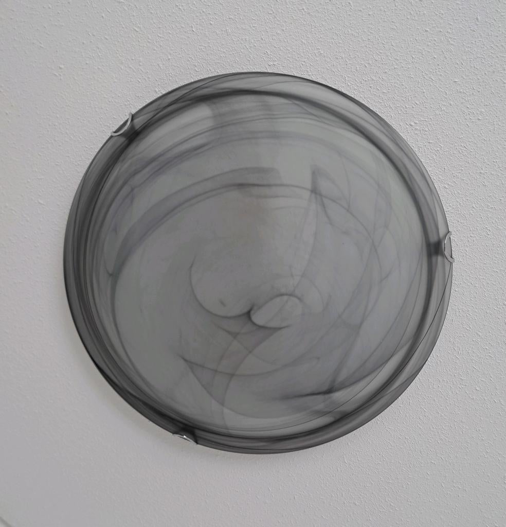 Plafonnière melkglas zwartwit gewolkt, Ophalen, Glas