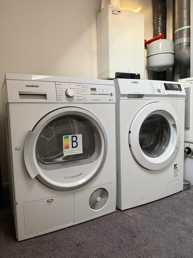 Siemens droger en AEG wasmachine, Witgoed en Apparatuur, 6 tot 8 kg, Ophalen, Gebruikt, 85 tot 90 cm