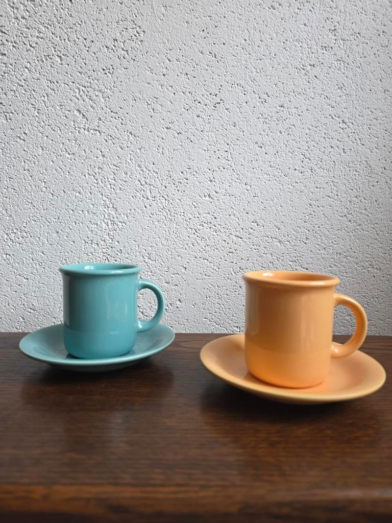 Vintage jaren 80 Pagnossin kop en schotel set (2 stuks), Ophalen of Verzenden