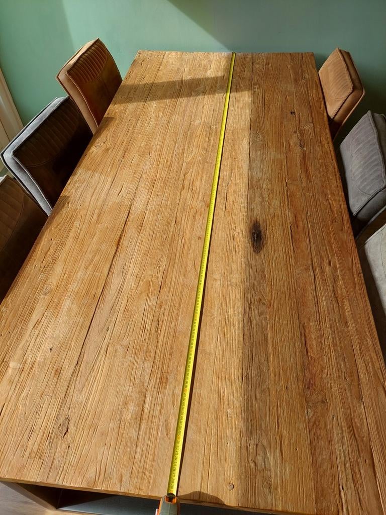 Tafel met stoelen!, Huis en Inrichting, Tafels | Eettafels, Ophalen, Gebruikt, Teakhout, 200 cm of meer