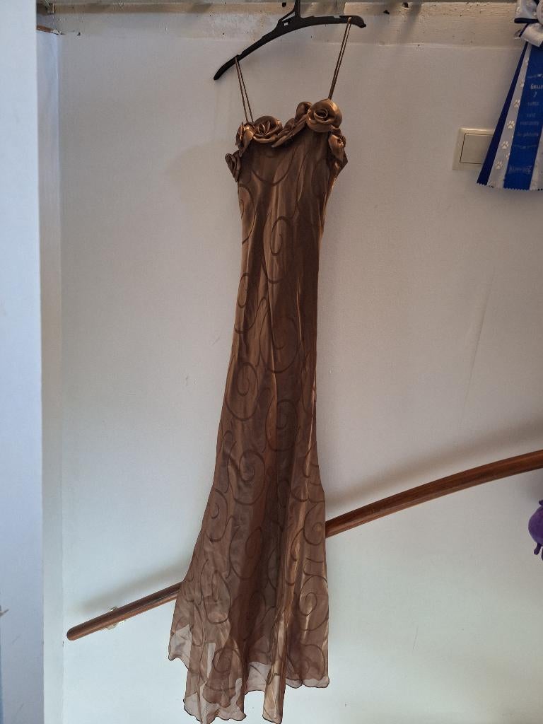 Gouden Galajurk, Kleding | Dames, Jurken, Overige kleuren, Ophalen of Verzenden, Maat 36 (S), Onder de knie
