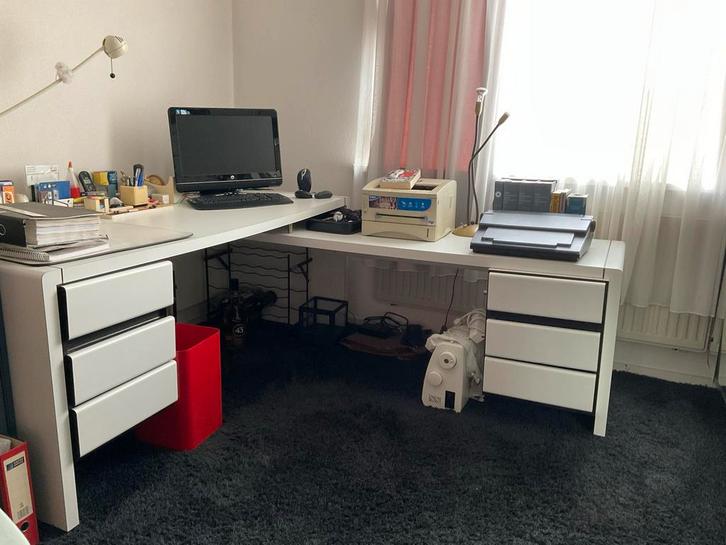 Wit groot bureau van Bergers, twee delen, Huis en Inrichting, Bureaus, Gebruikt, Ophalen
