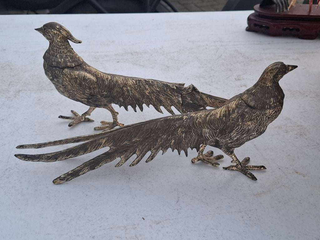 Twee metalen fazanten, Ophalen of Verzenden