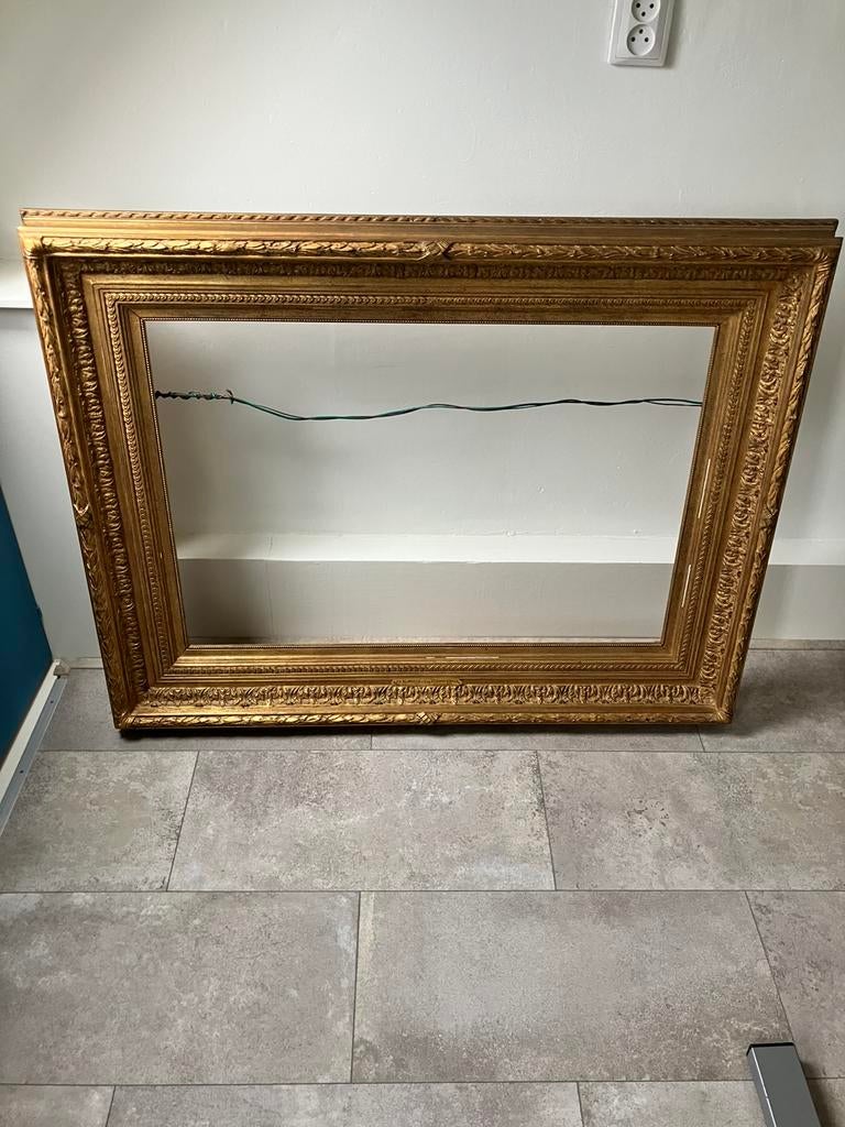 Gouden houten fotolijst, Ophalen, Gebruikt, 100 tot 150 cm, 75 tot 100 cm