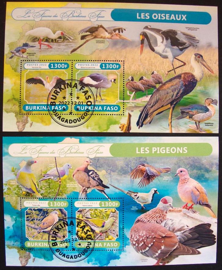 - 742 - 2 Blokken met Vogels/Duiven., Postzegels en Munten, Postzegels | Thematische zegels, Gestempeld, Dier of Natuur, Verzenden