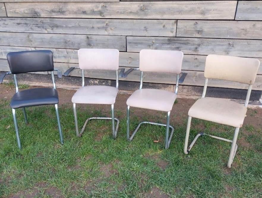 4 originele tubax stoelen, Ophalen of Verzenden, Gebruikt, Overige kleuren, Metaal