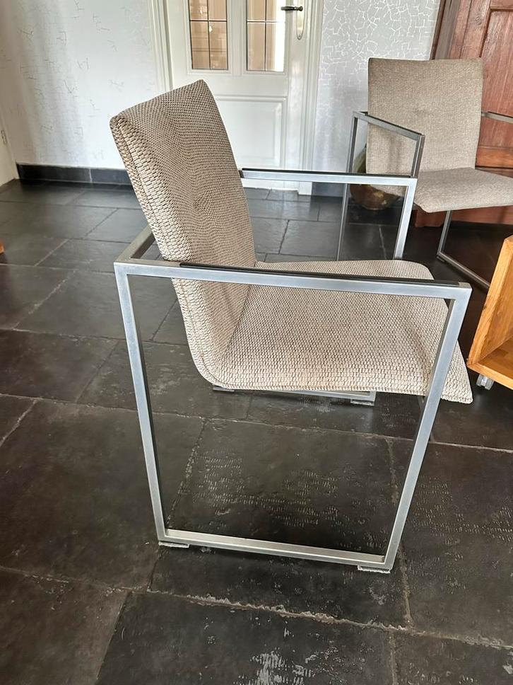 set van 4 Arco Frame XL Fauteuil - Gestoffeerd in Ploeg Cane, Huis en Inrichting, Stoelen, Gebruikt, Vier, Metaal, Overige kleuren