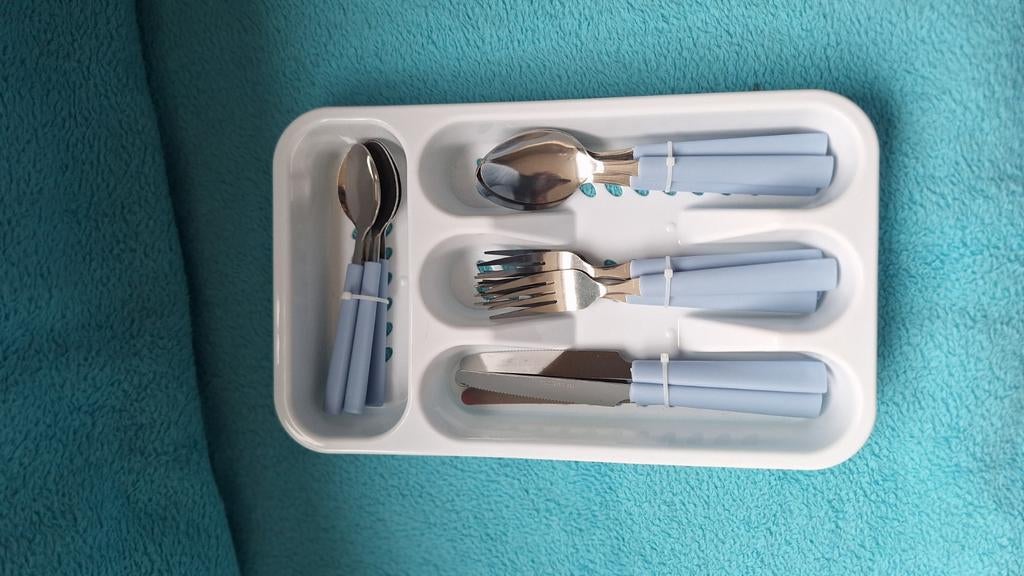 Bestekbak met 4-delige bestekset, Caravans en Kamperen, Ophalen of Verzenden, Zo goed als nieuw