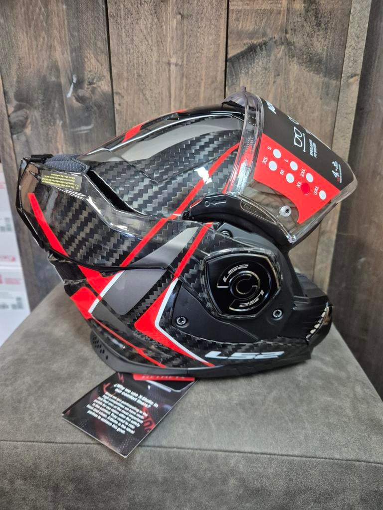 LS2 Flipover Helm XL Carbon motor, scooter, bromfiets, Ophalen of Verzenden, Nieuw met kaartje, XL, Overige merken