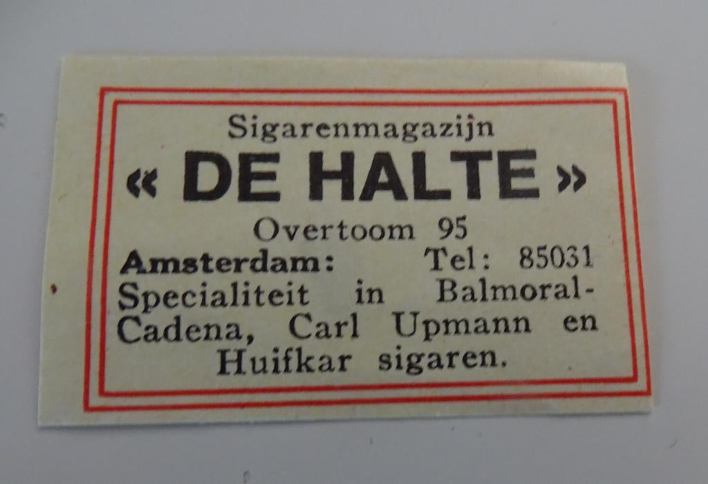 DE HALTE   Overtoom   Sigarenmagazijn    AMSTERDAM, Verzenden, Zo goed als nieuw, Luciferdoosjes of -merken