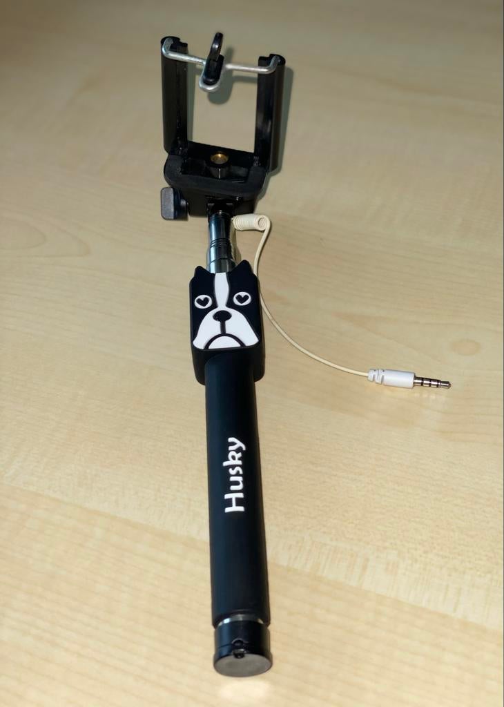 Selfiestick met Husky design en 3.5mm jack 1 m lang, Ophalen of Verzenden, Zo goed als nieuw, Minder dan 150 cm, Eenpoot