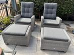 Tierra Outdoor Loungestoelen met Voetenbankjes en Kussens, Stoel, Zo goed als nieuw, Loungeset, Wicker