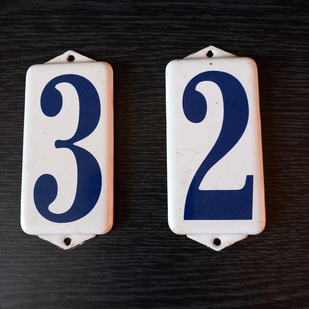 Emaile huis nummer plaatjes., Antiek en Kunst, Ophalen