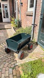 Donkergroene houten bolderkar met luchtbanden, inklapbaar, Ophalen, Opvouwbaar, Gebruikt