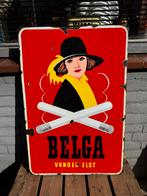 Vintage Belga Emaille Reclamebord - Dame met Hoed, Antiek en Kunst, Antiek | Emaille, Ophalen