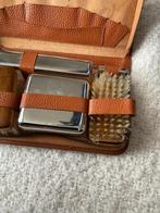 Vintage heren toilettas, jaren 50, leder, Antiek en Kunst, Ophalen of Verzenden