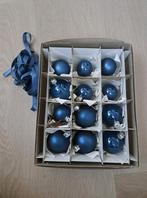 12 kleine kerstballen blauw met blauw lint - A1, Ophalen of Verzenden, Gebruikt