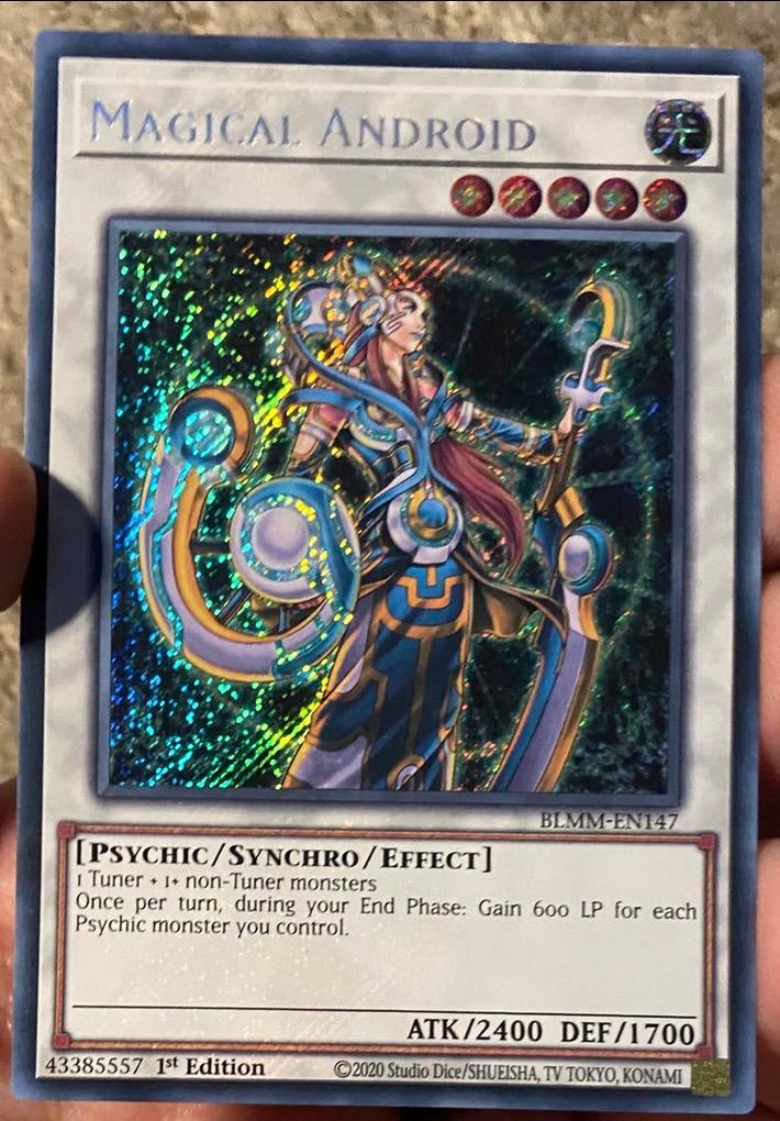 Yu-Gi-Oh! Magical Android BLMM 1st Edition !, Ophalen of Verzenden, Zo goed als nieuw, Losse kaart, Foil