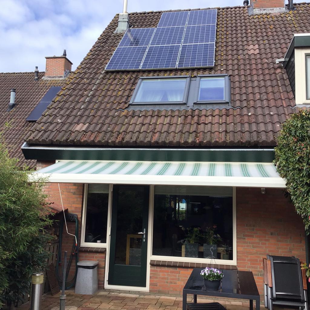 Knikarm zonnescherm, Gebruikt, Ophalen of Verzenden, 150 tot 300 cm, 250 cm tot 450 cm