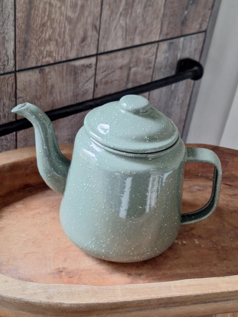 Dille&Kamille, theekan,emaille,groen,theepot,decoratie, Ophalen of Verzenden