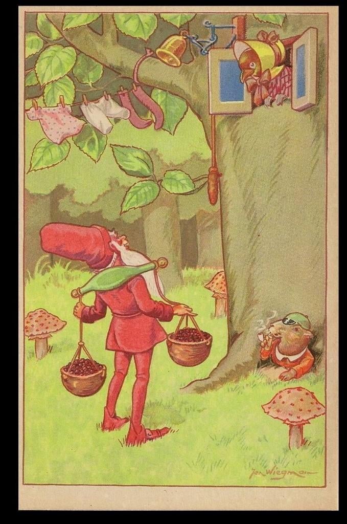 Jan Wiegman kabouters  (1), Verzamelen, Verzenden, 1920 tot 1940, Ongelopen, Sterren en Beroemdheden