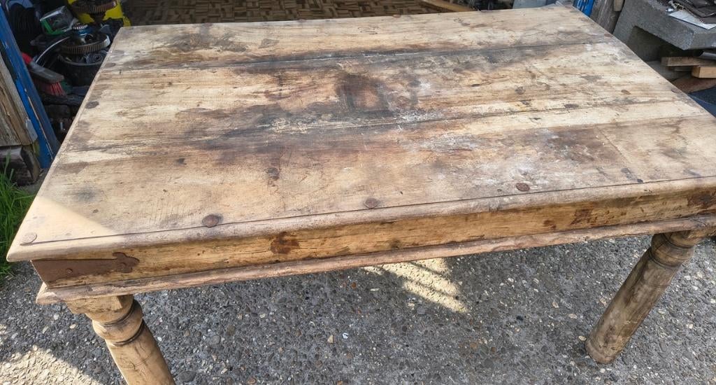 Stoere doorleefde antieke kloostertafel., Ophalen, Gebruikt, 50 tot 100 cm, 150 tot 200 cm