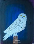 Sneeuwuil op canvas - Olieverfschilderij 40x50 cm, Ophalen of Verzenden