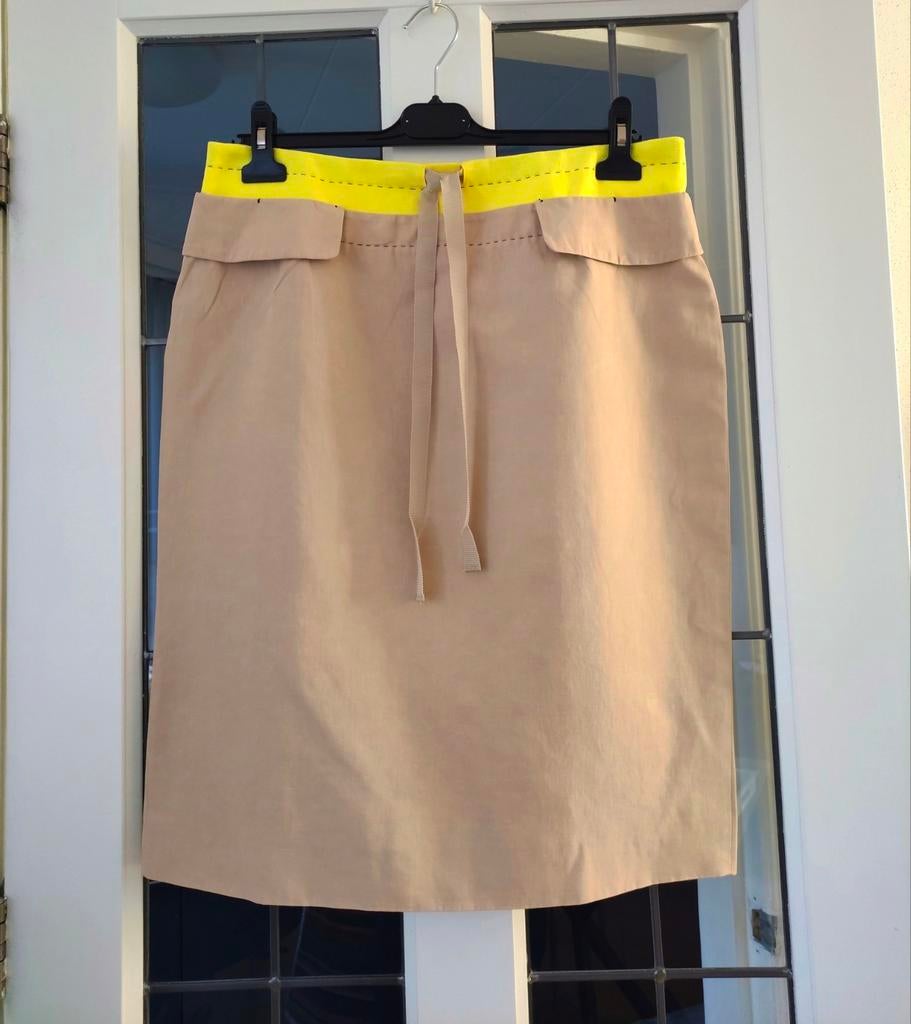 Natan linnen/katoen rok beige/geel - maat 42, Kleding | Dames, Beige, Maat 42/44 (L), Ophalen of Verzenden, Knielengte