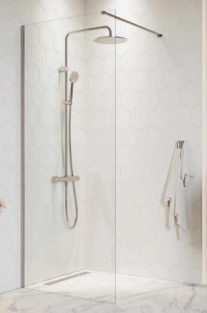 Douchewand Florida 70 x 200 cm chroom - Inloopdouche 8 mm, Doe-het-zelf en Verbouw, Sanitair, Zo goed als nieuw, Douche, Chroom