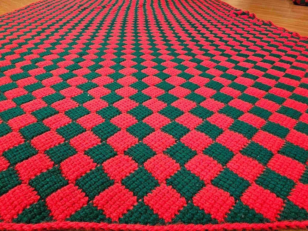 Granny Sprei Rood Groen 180/132 cm, Gebruikt, Etten-Leur, DJT@dejuistetoon.eu, Ophalen of Verzenden