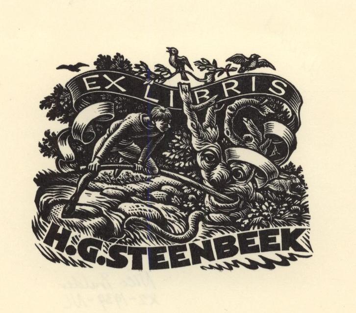 0190 Ex Libris Nederland : Nico Bulder, 1939, Antiek en Kunst, Kunst | Etsen en Gravures, Verzenden