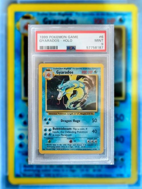 🔵 Gyarados Holo #6 PSA 9 Mint! Pokémon 1999 Base set! 🔵, Hobby en Vrije tijd, Verzamelkaartspellen | Pokémon, Nieuw, Losse kaart