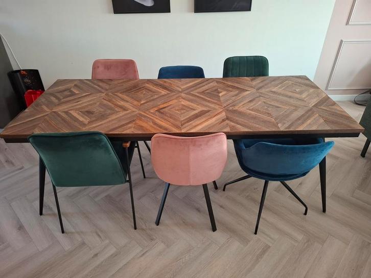 Stoere eettafel met optionele stoelen, Huis en Inrichting, Tafels | Eettafels, Gebruikt, 100 tot 150 cm, 150 tot 200 cm, Vijf personen of meer