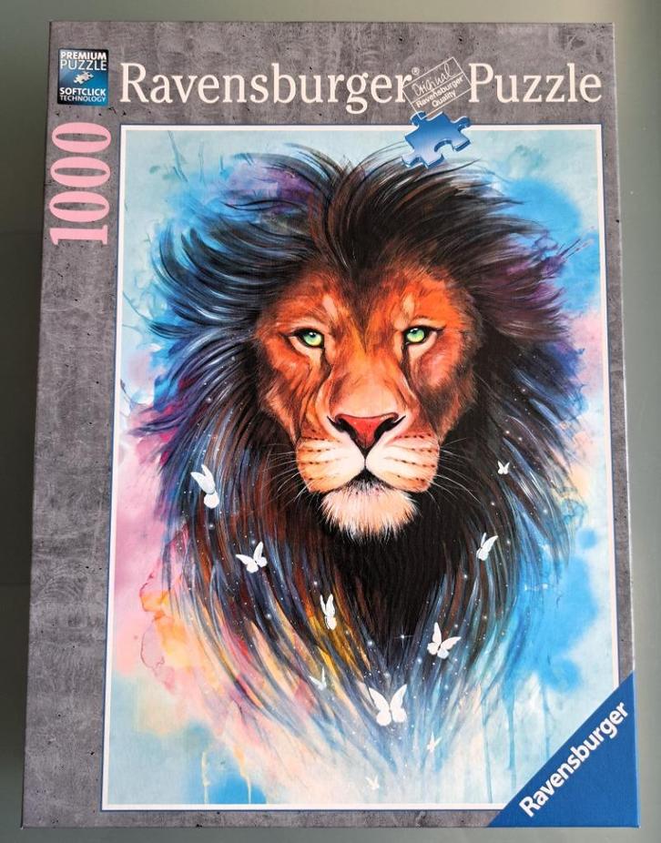 Prachtige Ravensburger leeuwenkop puzzel 1000 st. als nieuw!, Hobby en Vrije tijd, Denksport en Puzzels, Zo goed als nieuw, Legpuzzel