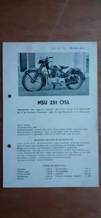 NSU  251  OSL  technische gegevens., Gebruikt, Ophalen of Verzenden