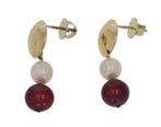 14 karaats gouden design dames oorbellen set parels Vintage, Sieraden, Tassen en Uiterlijk, Oorbellen, Goud, Goud, Met edelsteen