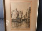 Fraaie ets Kolkje en Schreierstoren Amsterdam HE Roodenburg, Antiek en Kunst, Kunst | Etsen en Gravures, Ophalen of Verzenden