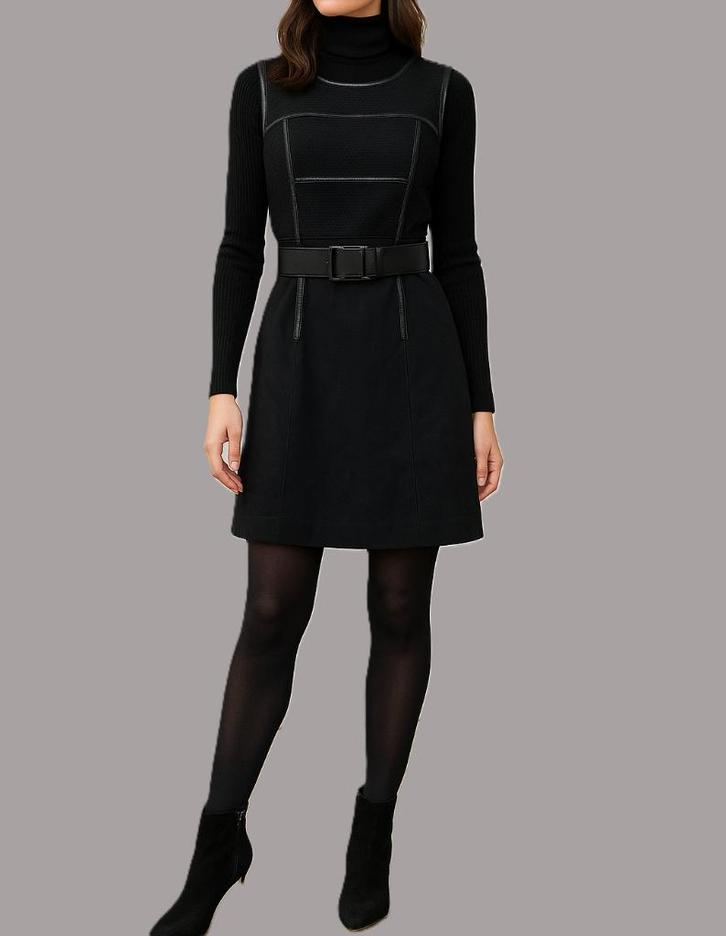 Cop.Copine jurk maat 40/42, Kleding | Dames, Jurken, Zo goed als nieuw, Maat 38/40 (M), Zwart, Onder de knie, Ophalen of Verzenden