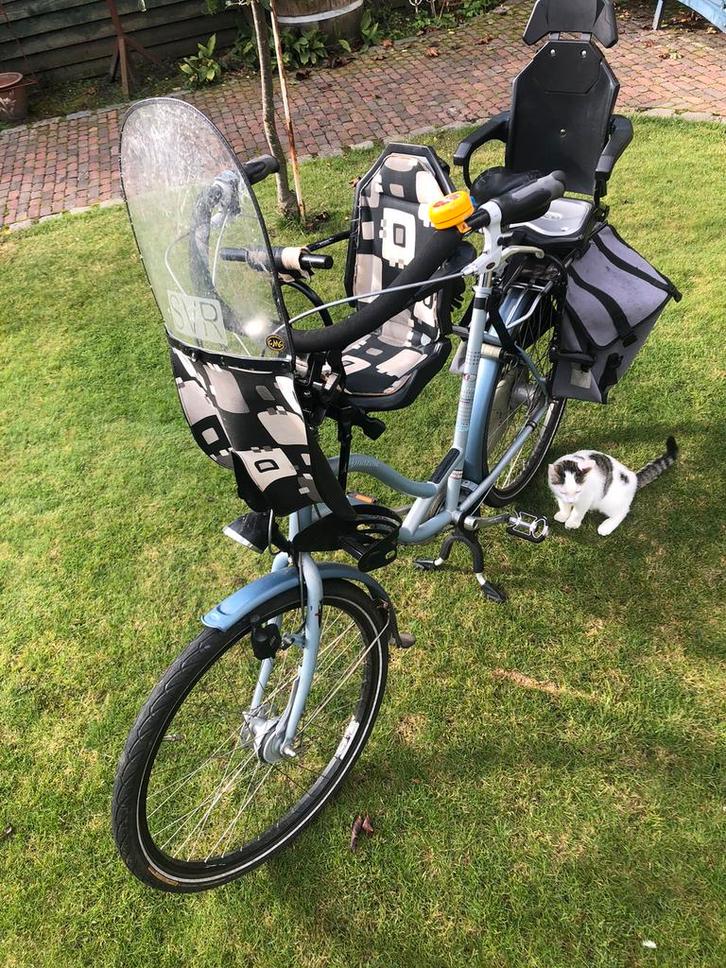 SPARTA mamafiets met 2 kinderzitjes + fietstas, Fietsen en Brommers, Fietsen | Dames | Moederfietsen, Zo goed als nieuw, Overige merken