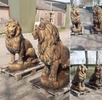 Grote set leeuwen oud roestlook van beton, Ophalen of Verzenden, Nieuw, Beton, Dierenbeeld