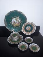 Oud Carlsbad/bavaria sierstel groen met limoge prentjes, Verzenden