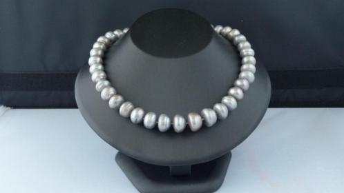 ZOETWATERPAREL (15 mm) ketting, Sieraden, Tassen en Uiterlijk, Kettingen, Nieuw, Grijs, Met edelsteen, Verzenden
